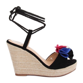 Sandałki na koturnie czarne YY27P Black