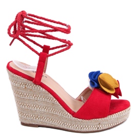 Sandałki na koturnie czerwone YY27P Red