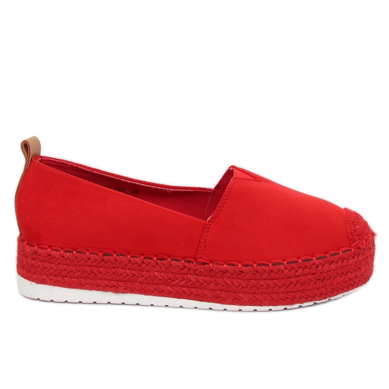 Espadryle na wysokiej podeszwie czerwone BL247 Red