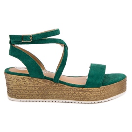 Ch. Creation Zielone Sandały Na Koturnie
