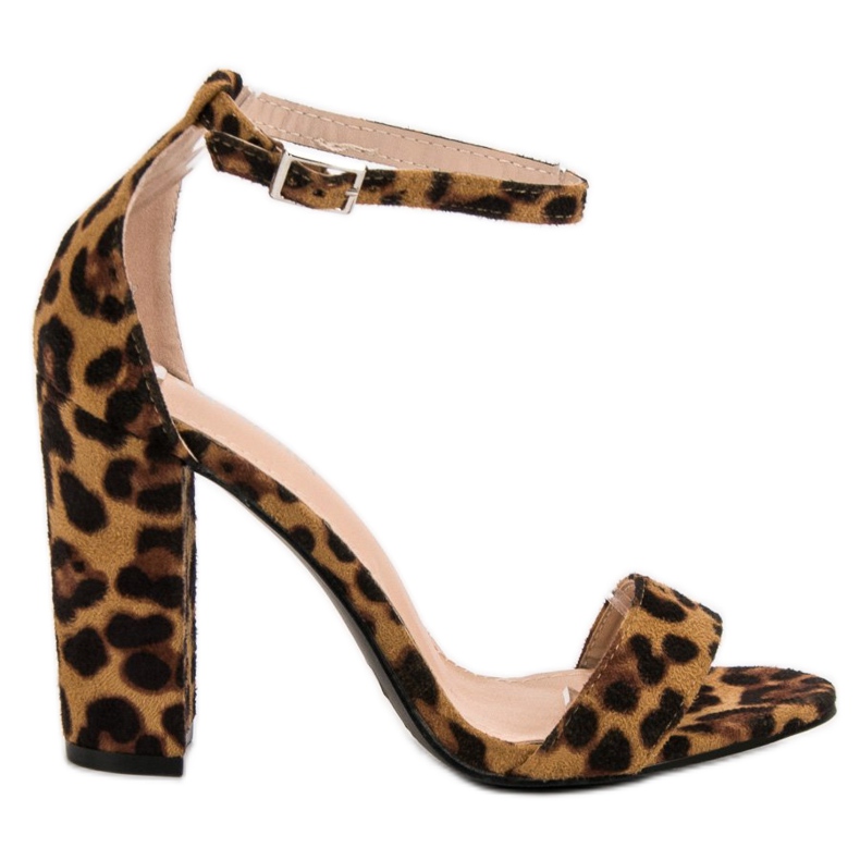 Ch. Creation Cętkowane Sandały Na Słupku brązowe