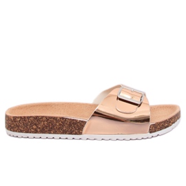 Klapki metaliczne szampańskie DD94P Champagne różowe