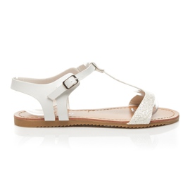 L. Lux. Shoes Brokatowe Sandały białe