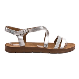 Filippo Srebrne Sandały Z Kryształkami szare