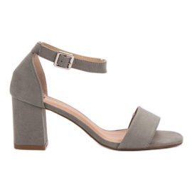 Zamszowe Sandały Na Słupku VINCEZA szare