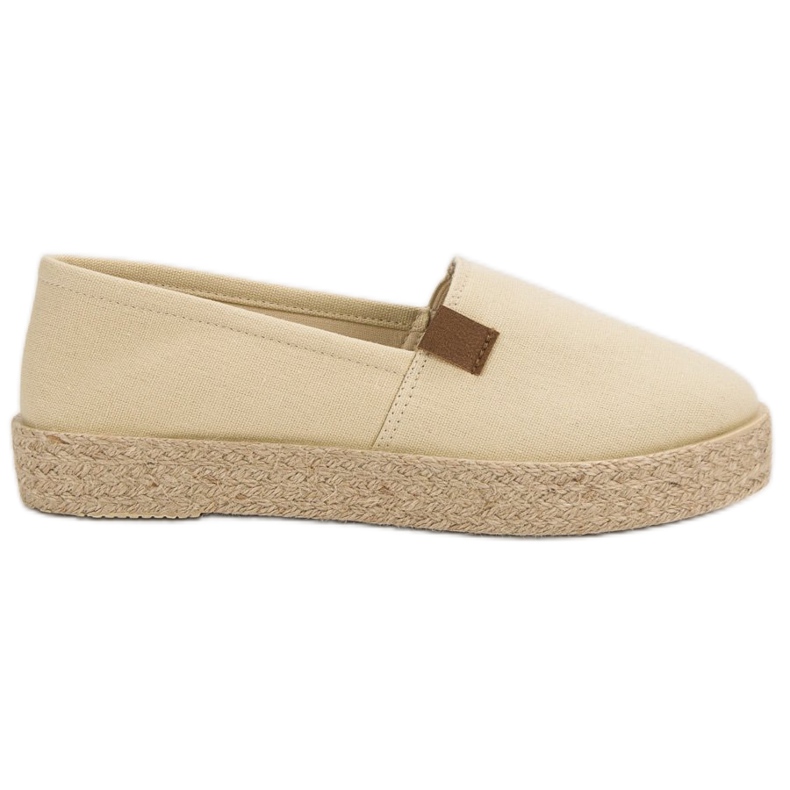 Beżowe Espadryle Slip On beżowy