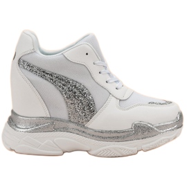 Białe Sneakersy Z Brokatem VICES