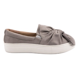 Zamszowe Slipony Z Kokardką VICES szare