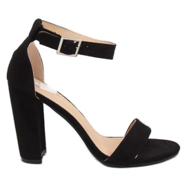 Sandałki na słupku czarne 369-18 Black