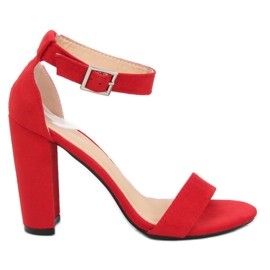 Sandałki na słupku czerwone 369-18 Red