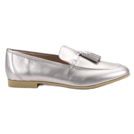 Srebrne Mokasyny Z Frędzlami VICES szare