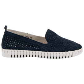 Filippo Granatowe Skórzane Lordsy niebieskie