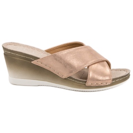 Klapki Na Koturnie VINCEZA żółte