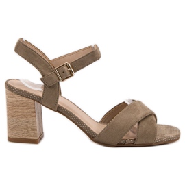 Sandały Na Słupku VINCEZA brązowe