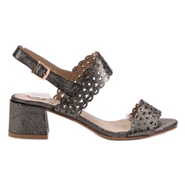 Kylie Szare Sandały Na Obcasie