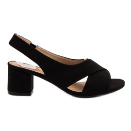 Kylie Zamszowe Czarne Sandały