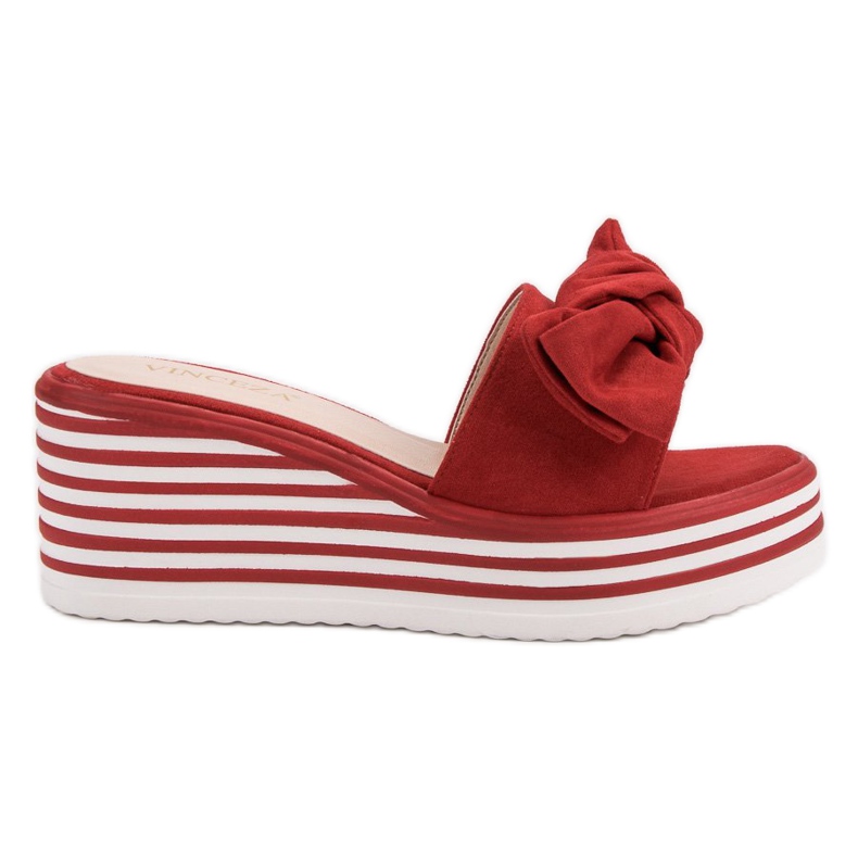 Czerwone Klapki Na Koturnie VINCEZA
