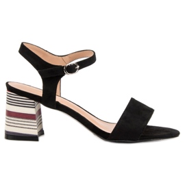 Modne Czarne Sandały VINCEZA
