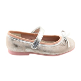 Czółenka balerinki z kokardą American Club GC18 szare różowe