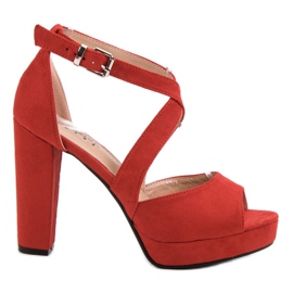 Seastar Zamszowe Sandałki Na Platformie czerwone