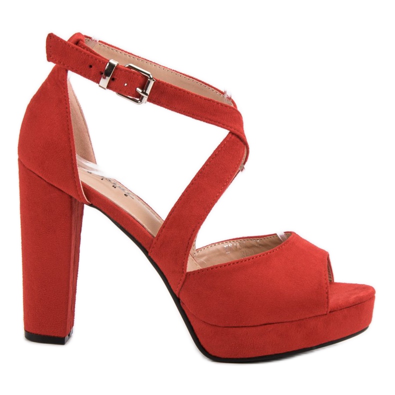 Seastar Zamszowe Sandałki Na Platformie czerwone
