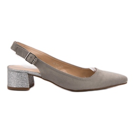 Weide Czółenka Z Brokatowym Obcasem szare