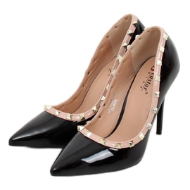 Czółenka na szpilce Valentina czarne LL-76P Black