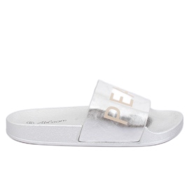 Klapki metaliczne srebrne WL169 Silver szare