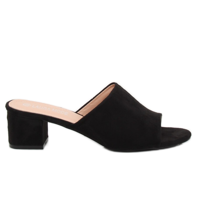Klapki na obcasie czarne QL-89 Black