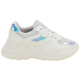 Białe Sneakersy Z Efektem Holo