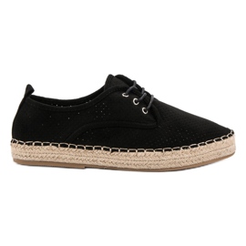 Ideal Shoes Sznurowane Espadryle czarne