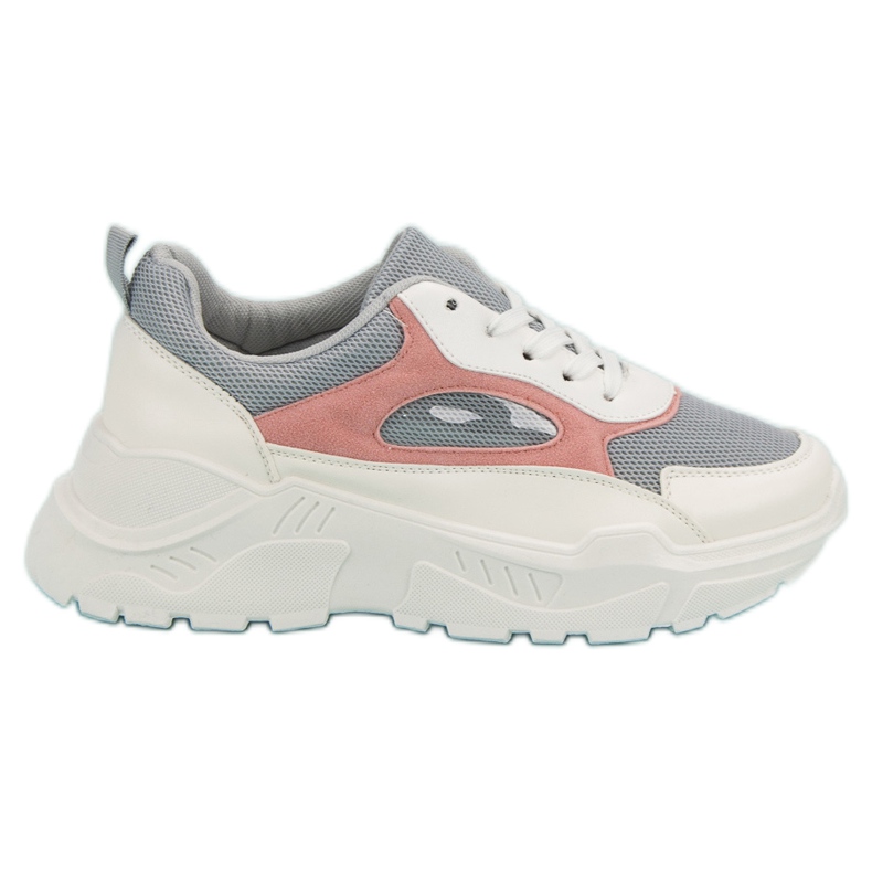 Sneakersy Na Platformie białe szare różowe