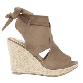 Espadryle na koturnie zielone LM-023 Green wielokolorowe