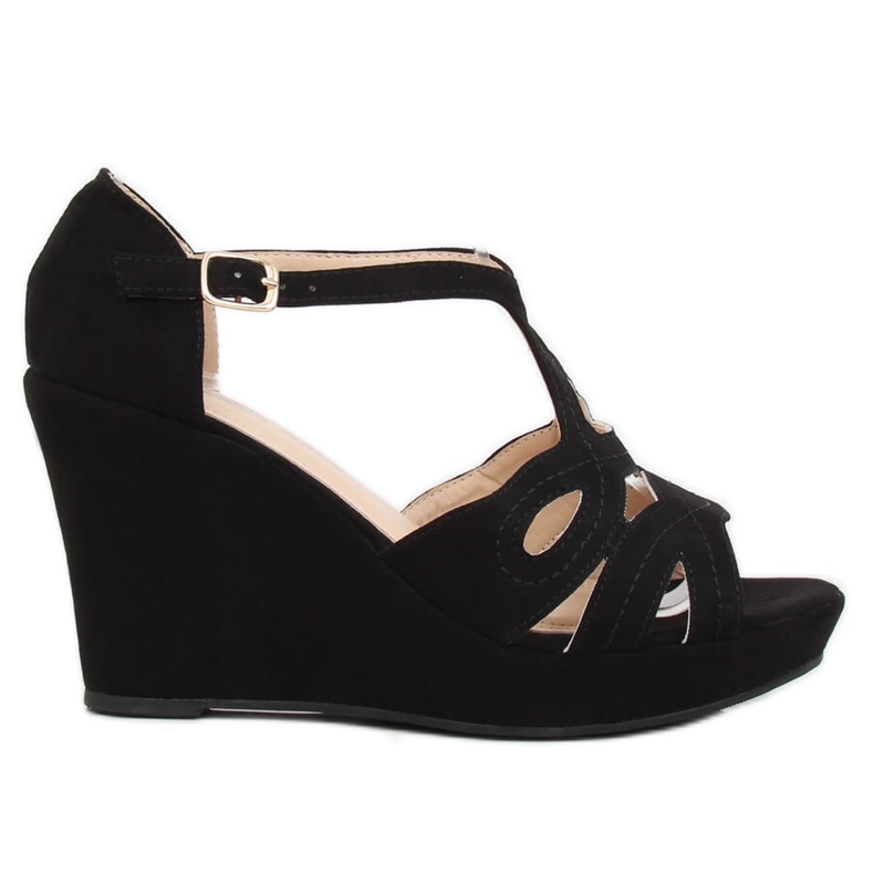 Sandałki na koturnie czarne LM-002 Black