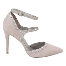 Czółenka na szpilce szare AT-0631-L Grey