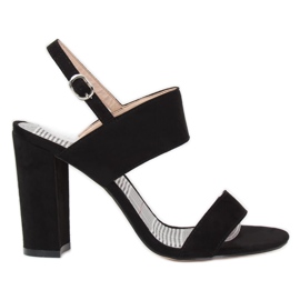 Sandałki na słupku czarne S116 Black