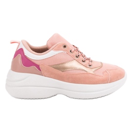 Modne Obuwie Na Platformie różowe