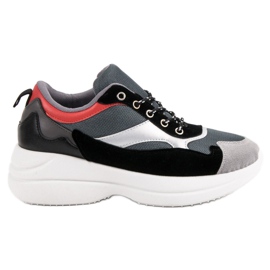 Modne Obuwie Na Platformie szare wielokolorowe