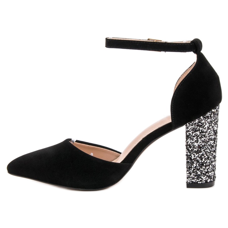 Weide Czółenka Z Brokatowym Obcasem czarne