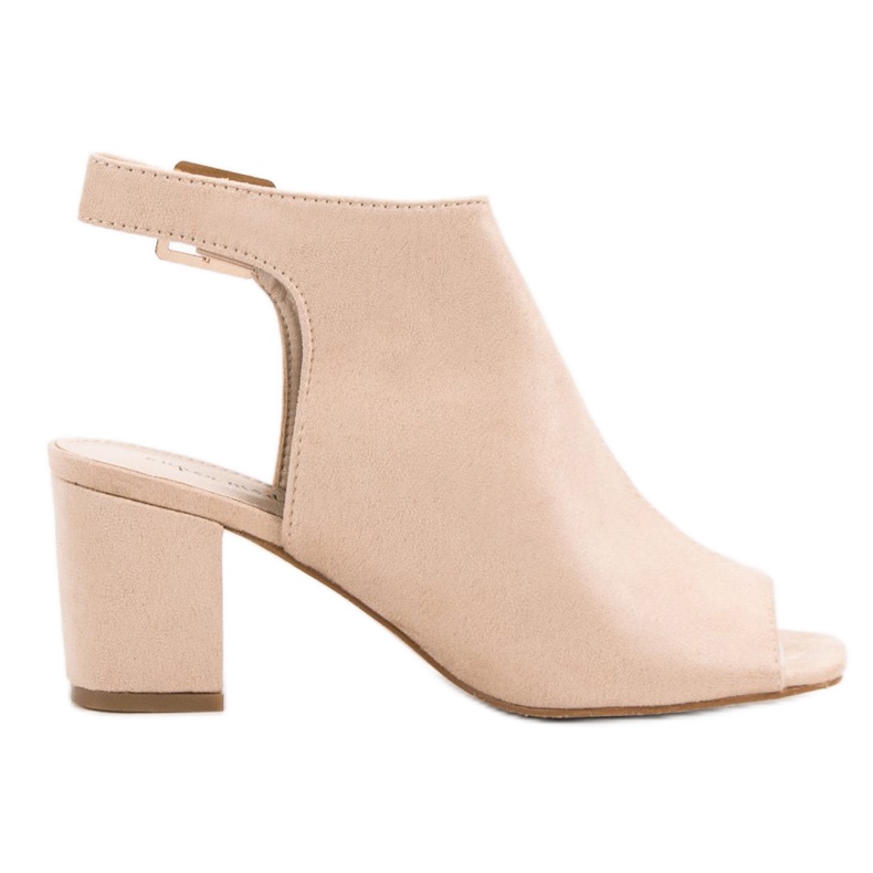 Super Mode Zabudowane Sandały Na Słupku brązowe