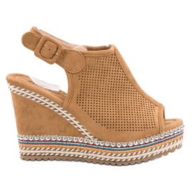 Nio Nio Zabudowane Sandały Na Koturnie brązowe