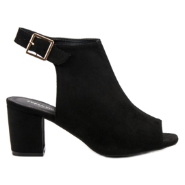 Super Mode Zabudowane Sandały Na Słupku czarne