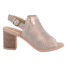 Filippo Skórzane Zabudowane Sandały szare