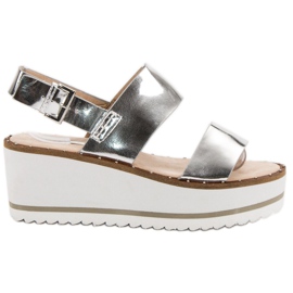 Corina Srebrne Sandały Na Platformie szare
