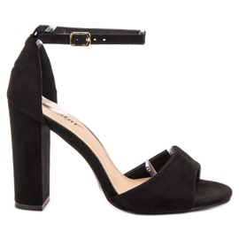 Seastar Zamszowe Sandały Na Słupku czarne