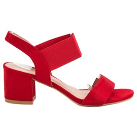Sandałki Na Obcasie czerwone