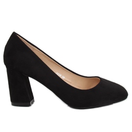 Czółenka na słupku czarne 7436 Black