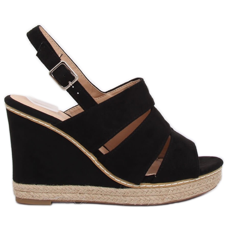 Sandałki na koturnie czarne 9069 Black