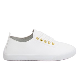 Trampki damskie białe WD009 WHITE/YELLOW
