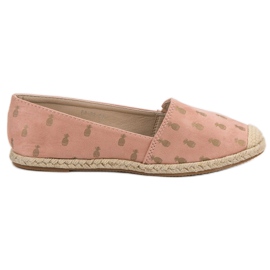 Lucky Shoes Pudrowe Espadryle W Ananasy różowe
